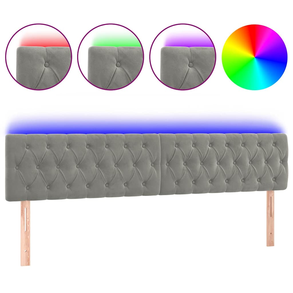 Vidaxl hoofdbord led 180x7x78 88 cm fluweel lichtgrijs