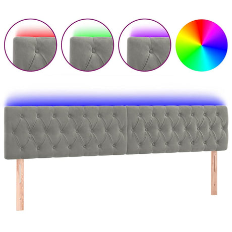 Vidaxl hoofdbord led 180x7x78 88 cm fluweel lichtgrijs
