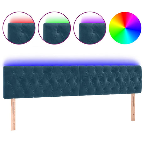 Vidaxl hoofdbord led 180x7x78 88 cm fluweel donkerblauw