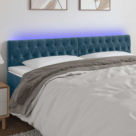 Vidaxl hoofdbord led 180x7x78 88 cm fluweel donkerblauw