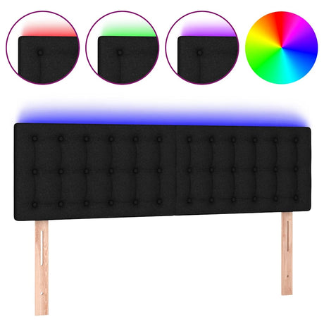 Vidaxl hoofdbord led 144x5x78 88 cm stof zwart