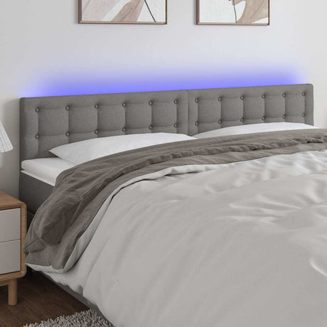 Vidaxl hoofdbord led 200x5x78 88 cm stof donkergrijs