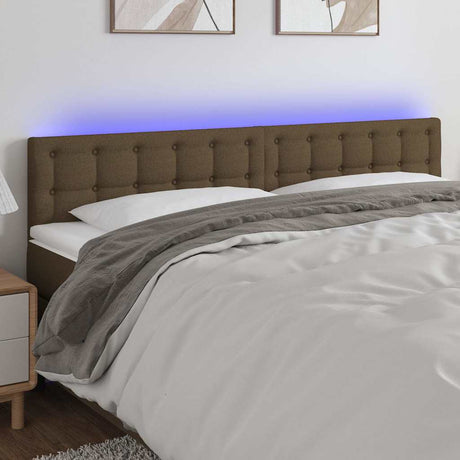 Vidaxl hoofdbord led 200x5x78 88 cm stof donkerbruin