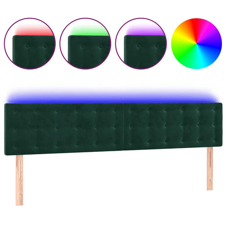 Vidaxl hoofdbord led 160x5x78 88 cm fluweel donkergroen