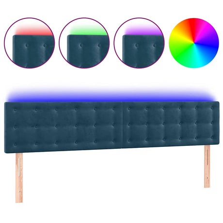 Vidaxl hoofdbord led 160x5x78 88 cm fluweel donkerblauw
