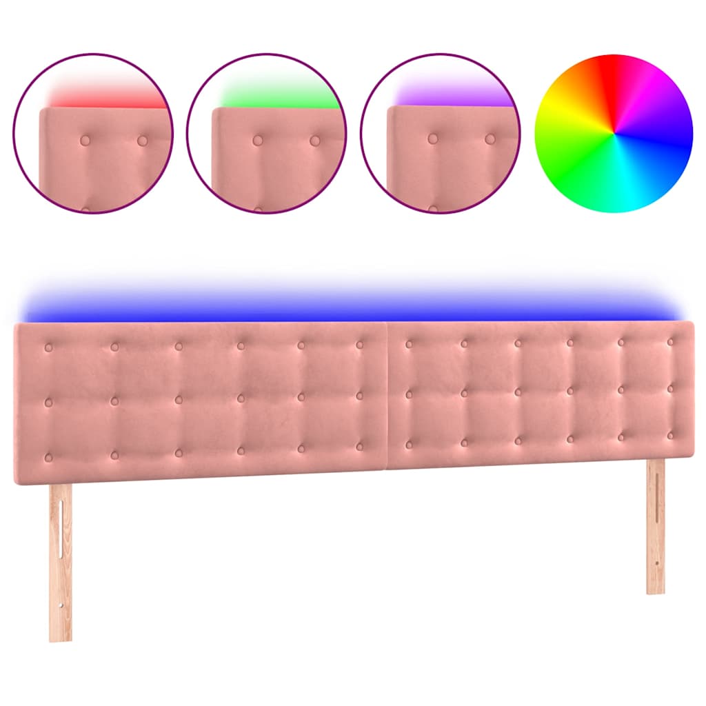 Vidaxl hoofdbord led 200x5x78 88 cm fluweel roze