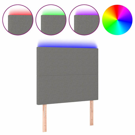 Vidaxl hoofdbord led 100x5x118 128 cm stof donkergrijs