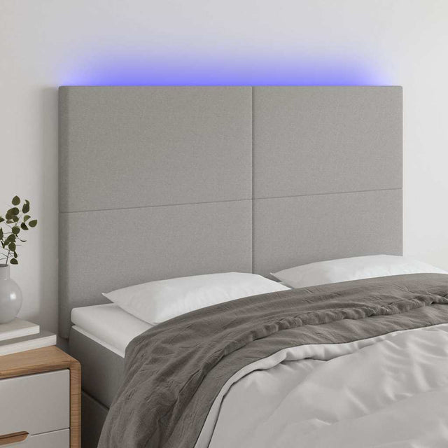 Vidaxl hoofdbord led 144x5x118 128 cm stof lichtgrijs