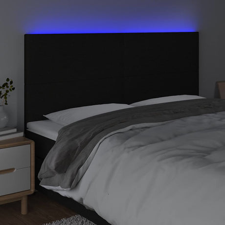 Vidaxl hoofdbord led 160x5x118 128 cm stof zwart