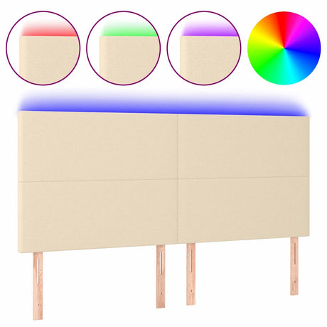 Vidaxl hoofdbord led 180x5x118 128 cm stof crèmekleurig