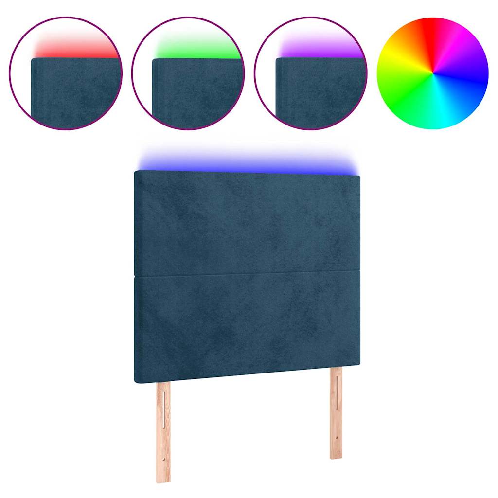 Vidaxl hoofdbord led 80x5x118 128 cm fluweel donkerblauw