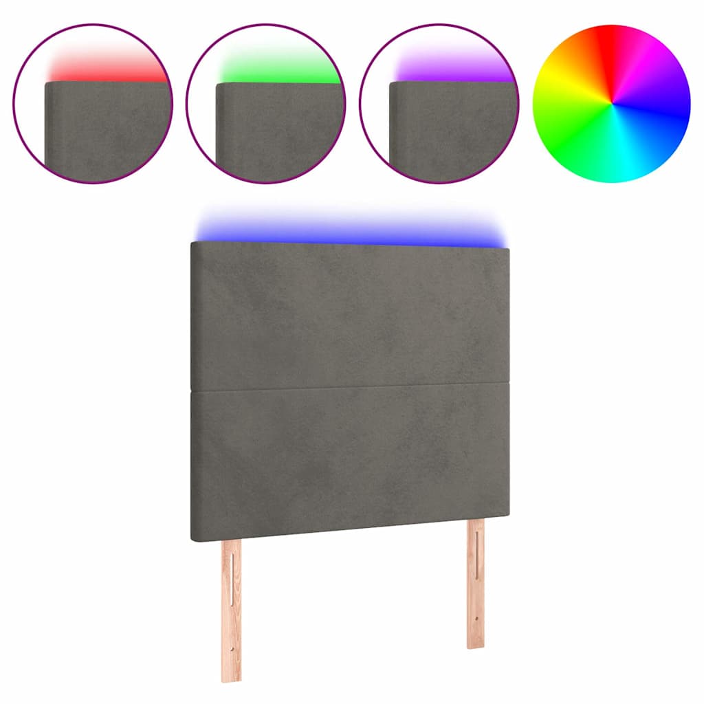 Vidaxl hoofdbord led 100x5x118 128 cm fluweel donkergrijs