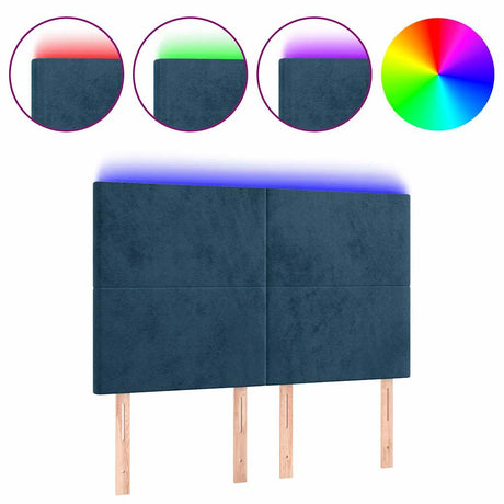 Vidaxl hoofdbord led 144x5x118 128 cm fluweel donkerblauw