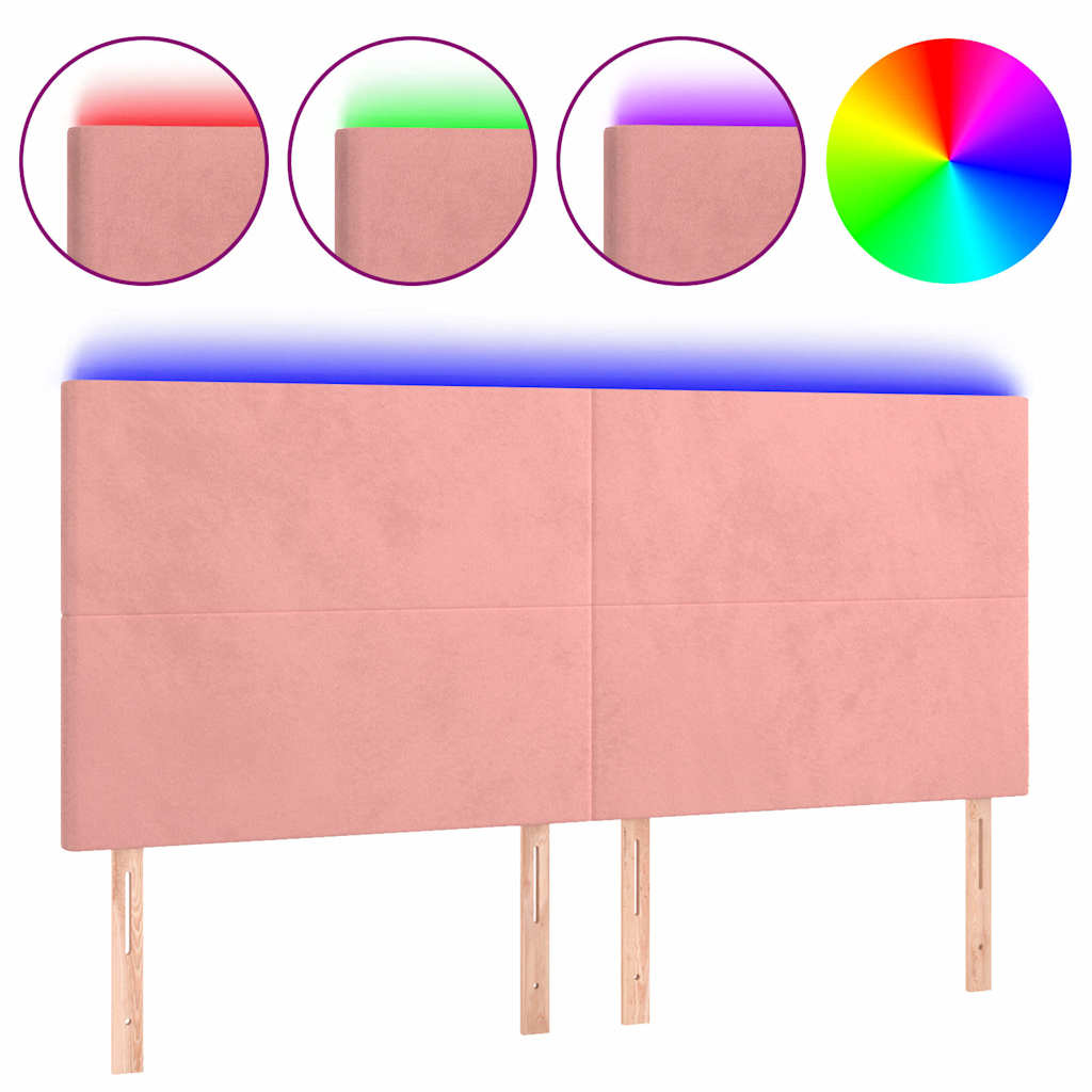 Vidaxl hoofdbord led 180x5x118 128 cm fluweel roze