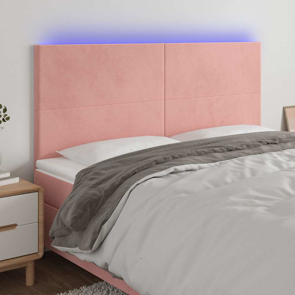 Vidaxl hoofdbord led 180x5x118 128 cm fluweel roze