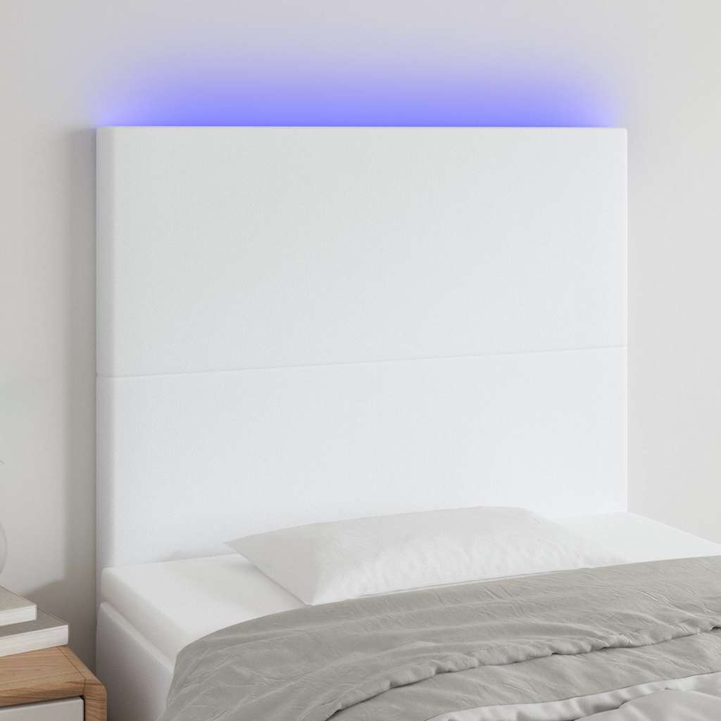 Vidaxl hoofdbord led 80x5x118 128 cm kunstleer wit