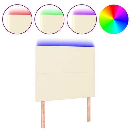 Vidaxl hoofdbord led 80x5x118 128 cm kunstleer crèmekleurig