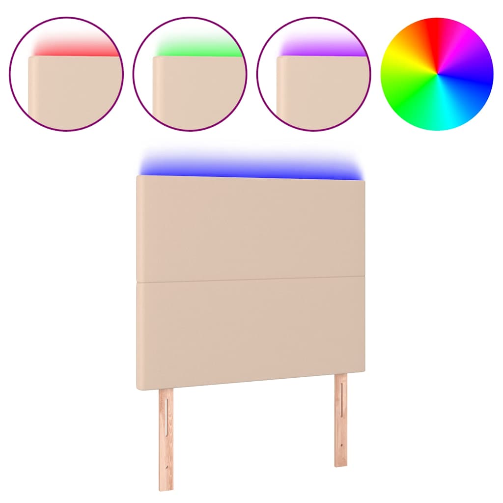 Vidaxl hoofdbord led 100x5x118 128 cm kunstleer cappuccinokleurig