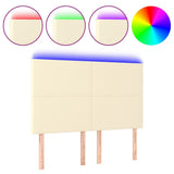 Vidaxl hoofdbord led 144x5x118 128 cm kunstleer crèmekleurig