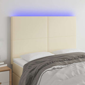 Vidaxl hoofdbord led 144x5x118 128 cm kunstleer crèmekleurig