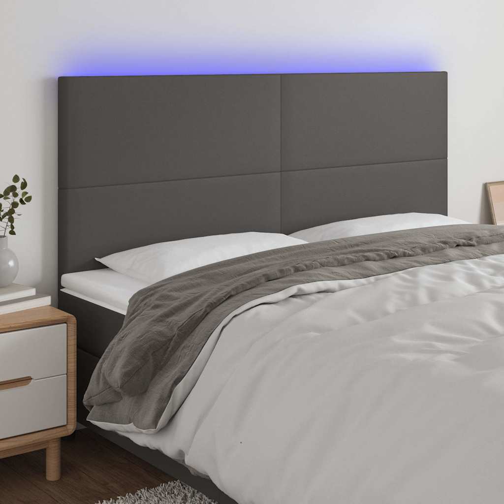 Vidaxl hoofdbord led 180x5x118 128 cm kunstleer grijs