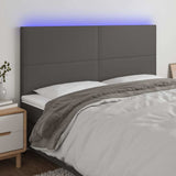 Vidaxl hoofdbord led 180x5x118 128 cm kunstleer grijs