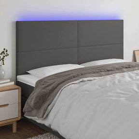 Vidaxl hoofdbord led 180x5x118 128 cm kunstleer grijs