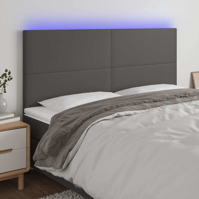 Vidaxl hoofdbord led 180x5x118 128 cm kunstleer grijs
