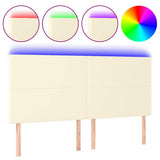 Vidaxl hoofdbord led 200x5x118 128 cm kunstleer crèmekleurig
