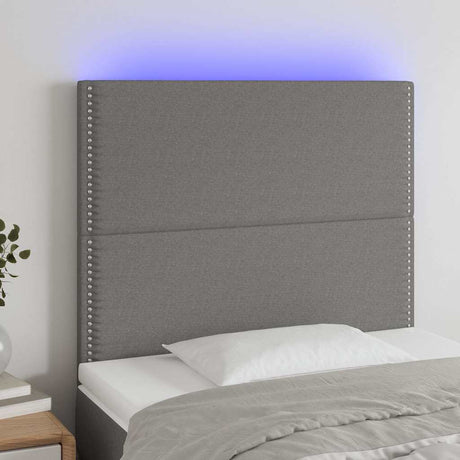 Vidaxl hoofdbord led 90x5x118 128 cm stof donkergrijs