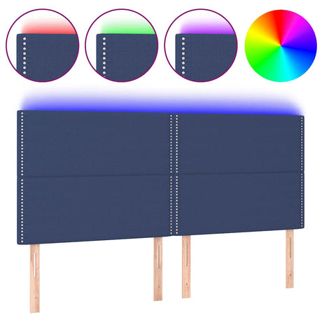 Vidaxl hoofdbord led 200x5x118 128 cm stof blauw