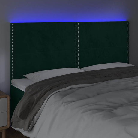 Vidaxl hoofdbord led 200x5x118 128 cm fluweel donkergroen