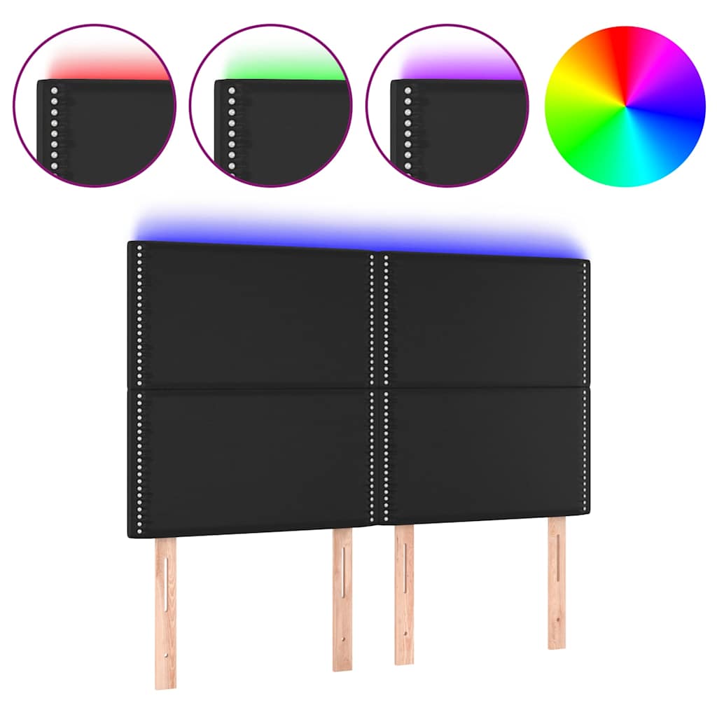 Vidaxl hoofdbord led 144x5x118 128 cm kunstleer zwart