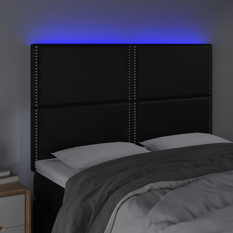 Vidaxl hoofdbord led 144x5x118 128 cm kunstleer zwart