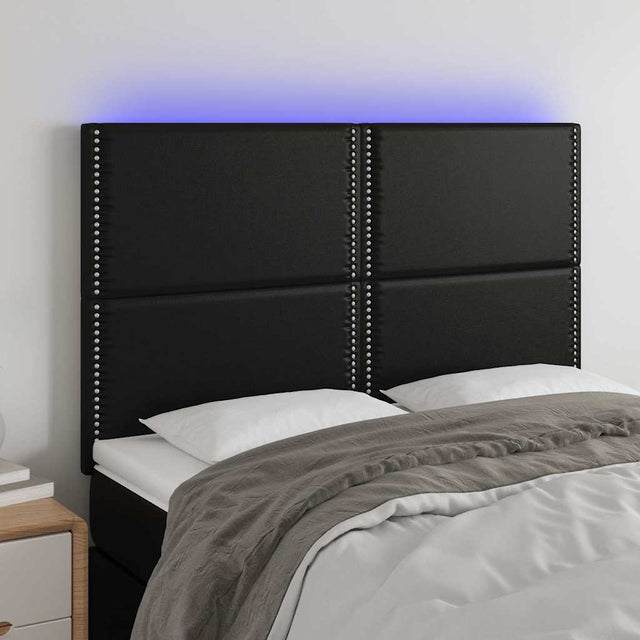 Vidaxl hoofdbord led 144x5x118 128 cm kunstleer zwart