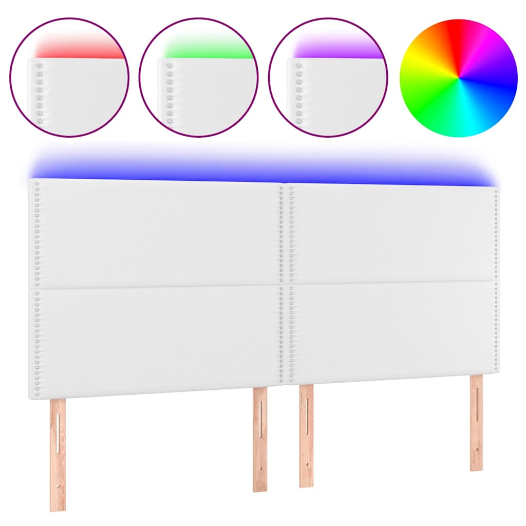 Vidaxl hoofdbord led 200x5x118 128 cm kunstleer wit
