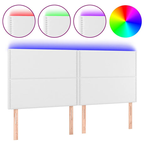 Vidaxl hoofdbord led 200x5x118 128 cm kunstleer wit