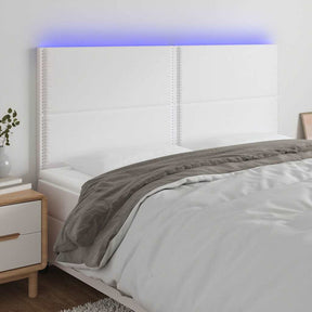Vidaxl hoofdbord led 200x5x118 128 cm kunstleer wit