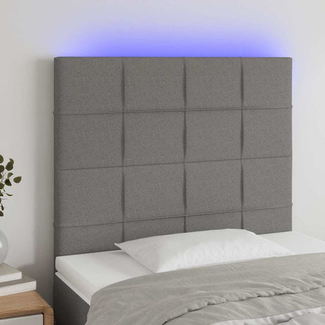 Vidaxl hoofdbord led 80x5x118 128 cm stof donkergrijs