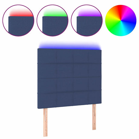 Vidaxl hoofdbord led 100x5x118 128 cm stof blauw