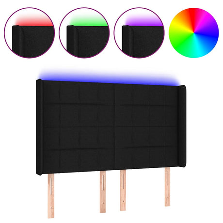 Vidaxl hoofdbord led 144x5x118 128 cm stof zwart