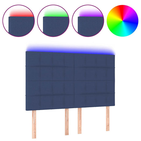 Vidaxl hoofdbord led 144x5x118 128 cm stof blauw