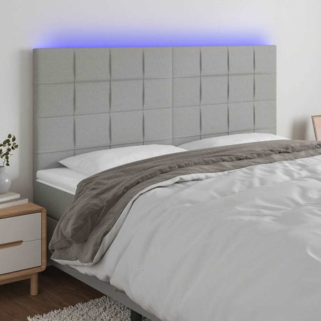 Vidaxl hoofdbord led 160x5x118 128 cm stof lichtgrijs