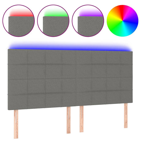 Vidaxl hoofdbord led 160x5x118 128 cm stof donkergrijs
