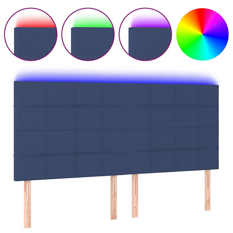 Vidaxl hoofdbord led 160x5x118 128 cm stof blauw