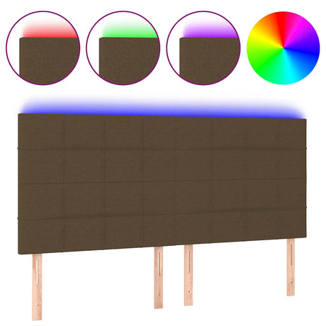 Vidaxl hoofdbord led 200x5x118 128 cm stof donkerbruin
