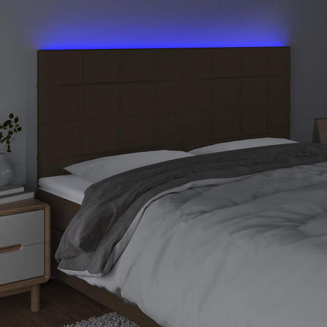 Vidaxl hoofdbord led 200x5x118 128 cm stof donkerbruin