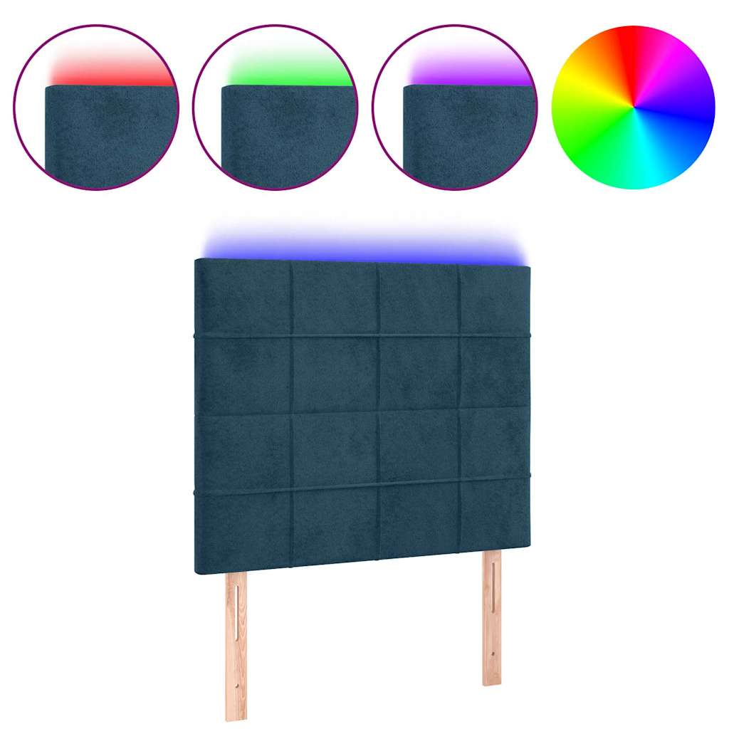 Vidaxl hoofdbord led 80x5x118 128 cm fluweel donkerblauw