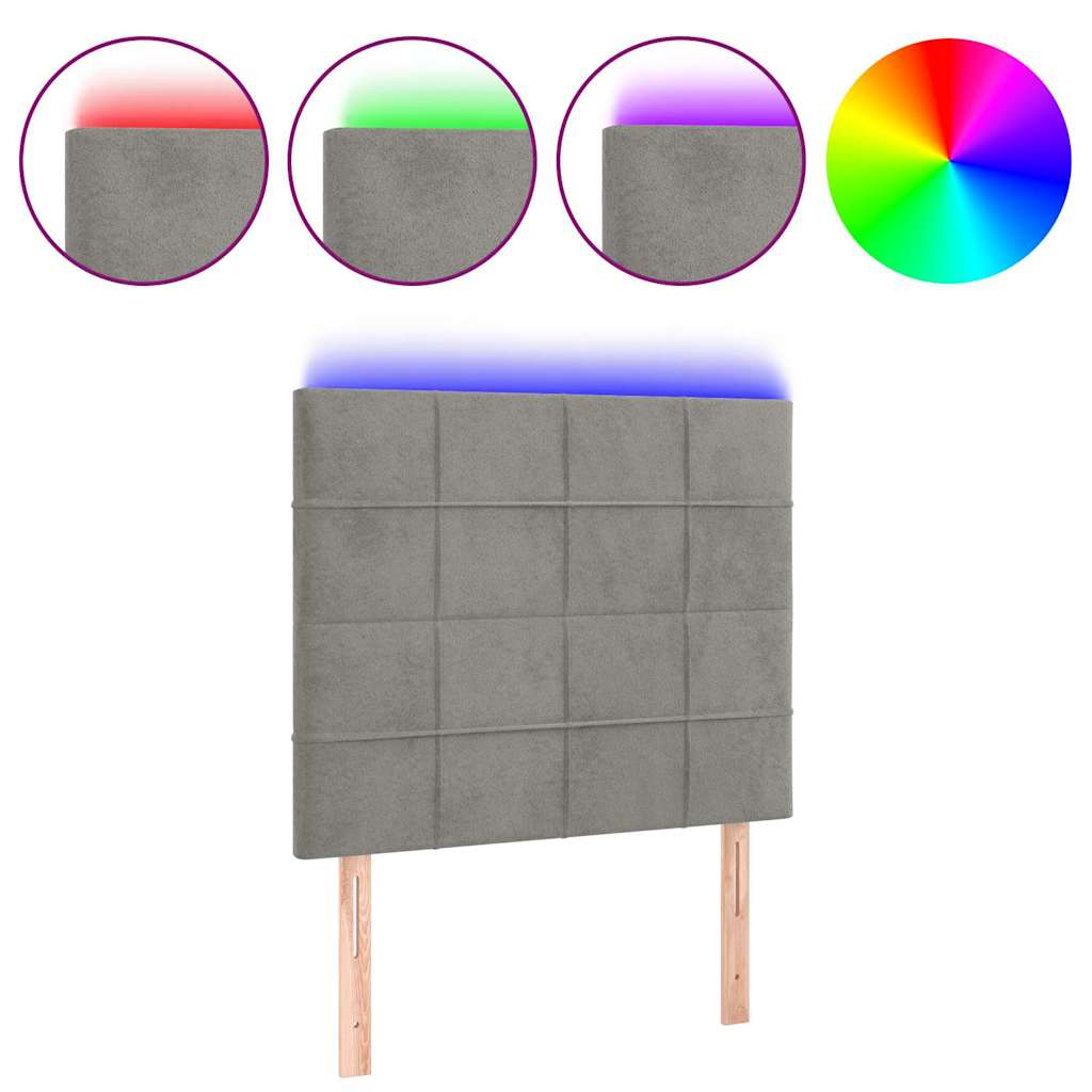 Vidaxl hoofdbord led 100x5x118 128 cm fluweel lichtgrijs
