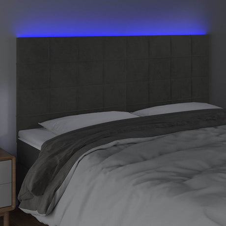 Vidaxl hoofdbord led 160x5x118 128 cm fluweel donkergrijs